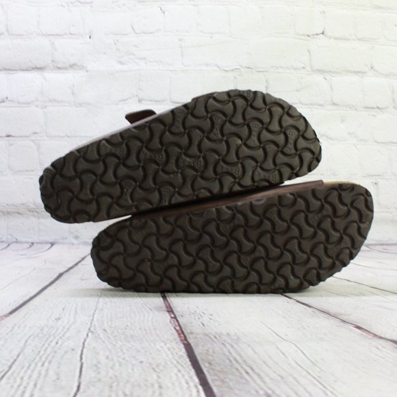 Birkenstock Unisex Brown Leather Slip On Two Straps Buckled Sandals Size 10 - Picture 8 of 8